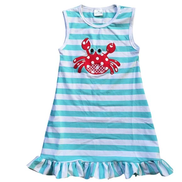 Little Girl Toddler Ruffle Sleeveless Stripe Beach School Daily Girl Dress New - Picture 1 of 3